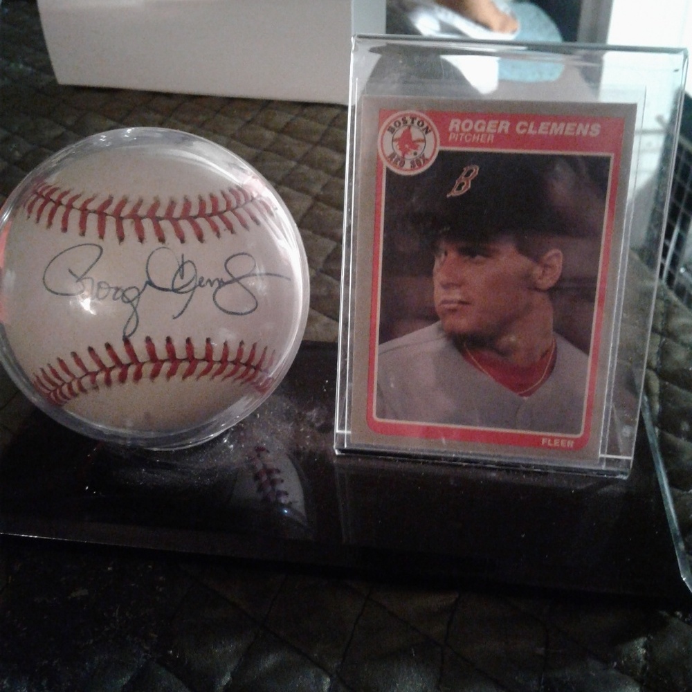 Roger Clemens Signed ball and card